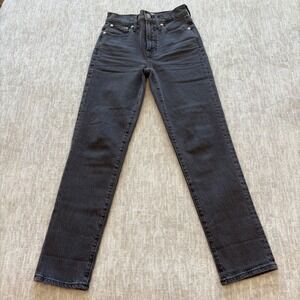 Madewell The Perfect Vintage Jean 23x27 Black Mid Rise Denim‎ Mom Straight Leg